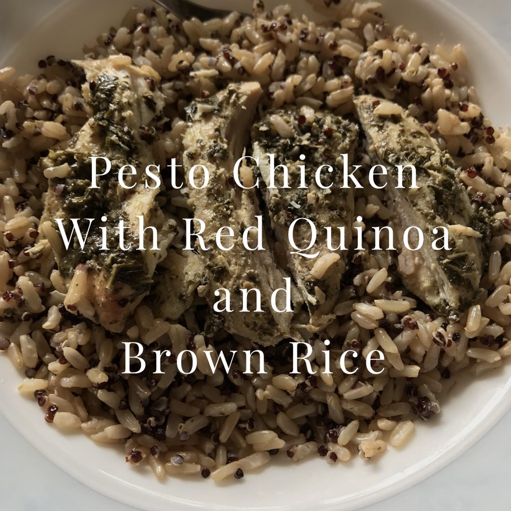 Feed The Soul Friday Pesto Chicken with Red Quinoa and Brown Rice